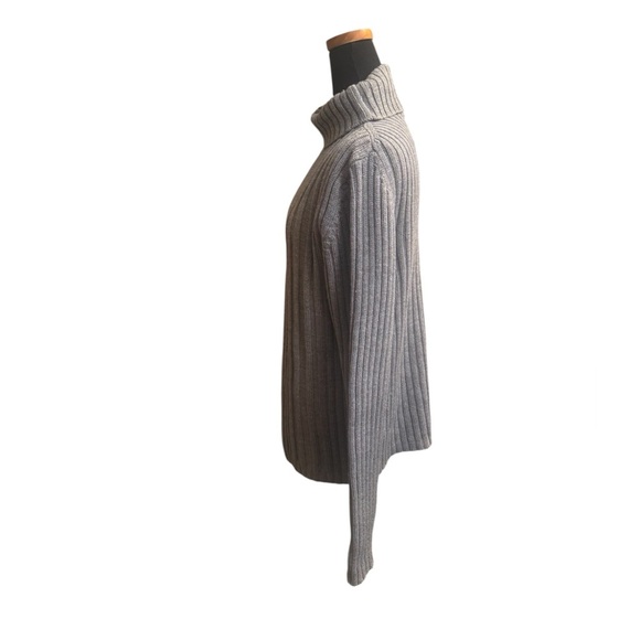 MERINO WOOL ITALMODE Women’s Gray Ribbed Long Sleeve V Neck Sweater Size XL EUC - Picture 11 of 14